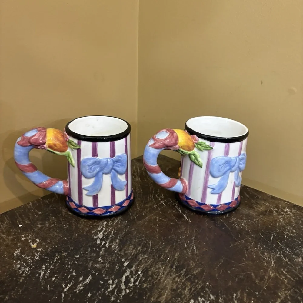 Zrike Peach Blossom Tea Time Hand Painted Tea Pot 2 Cups/‎ Mugs